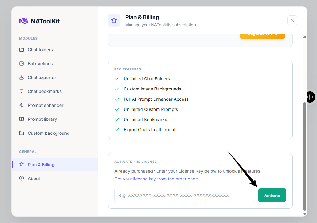 Paste license key and click Activate